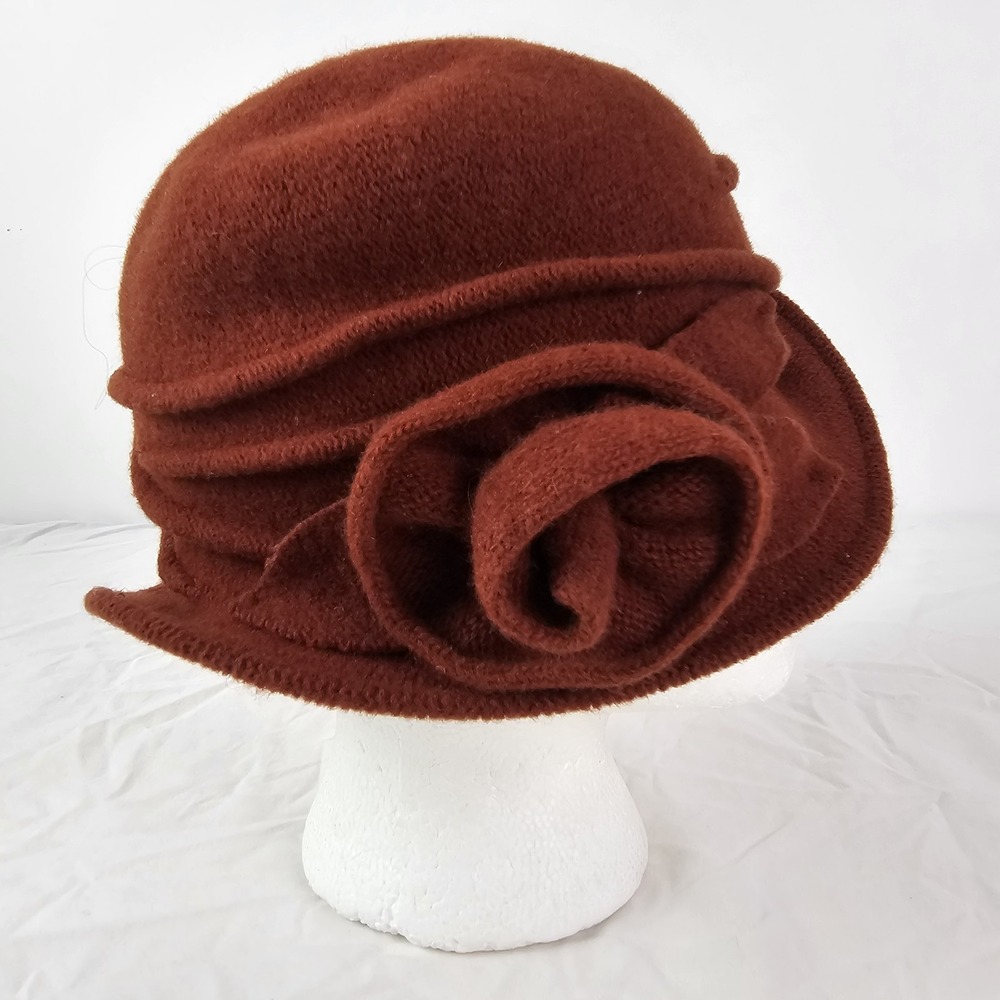 Scala Women's 100% Wool Bucket Hat Cloche Beret Dress Winter Beanie Hats Rust - Picture 2 of 6
